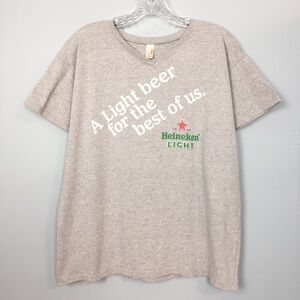 𝅺heineken Light Gray Graphic V-Neck Tee Shirt